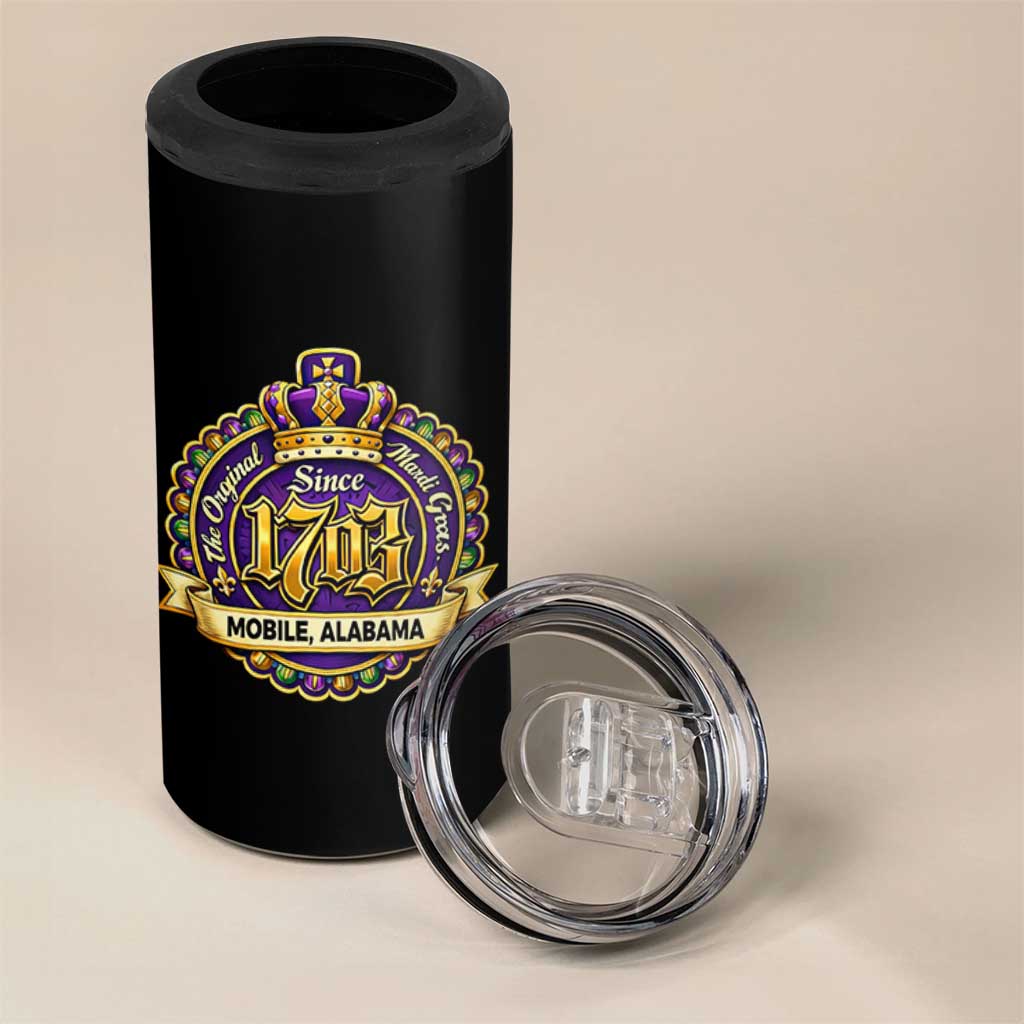 The Original Mardi Gras Mobile Alabama Since 1703 4 in 1 Can Cooler Tumbler