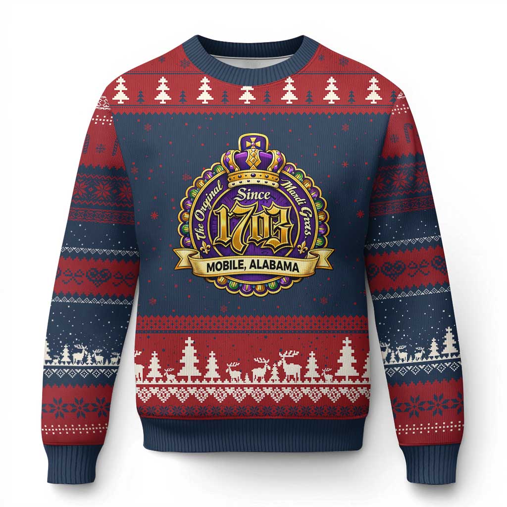 The Original Mardi Gras Mobile Alabama Since 1703 Ugly Christmas Sweater