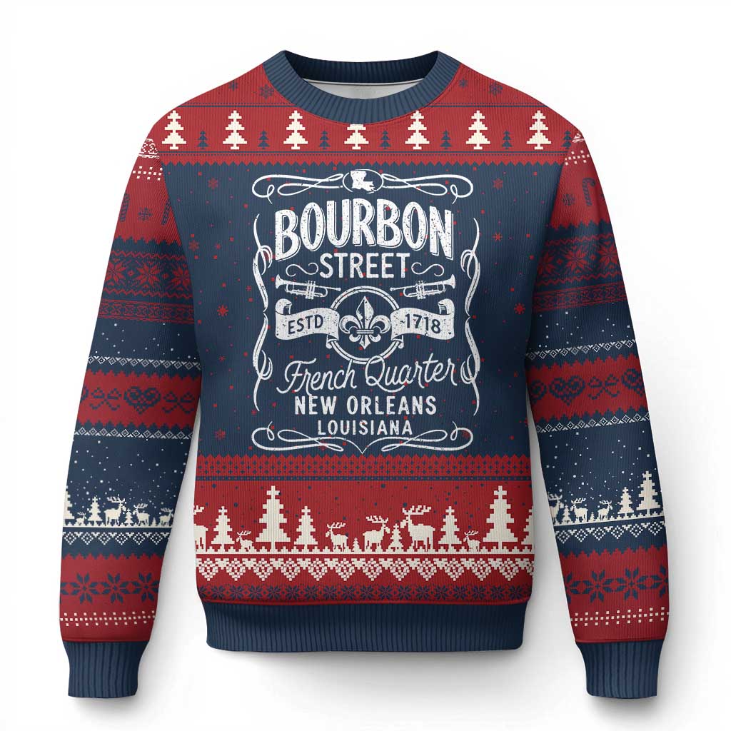 Bourbon Street French Quarter New Orleans Vintage Scrollwork Ugly Christmas Sweater