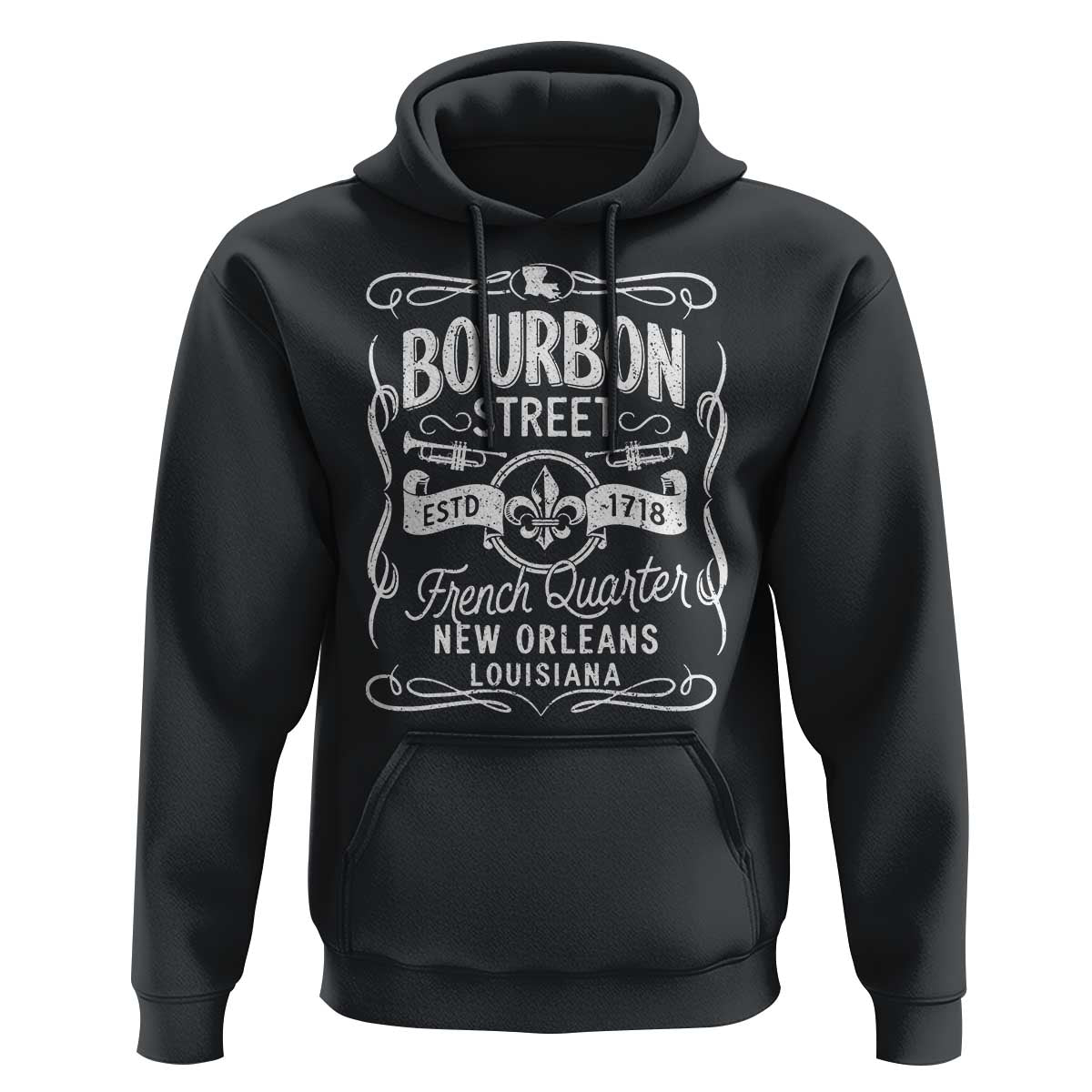 Bourbon Street French Quarter New Orleans Vintage Scrollwork Hoodie