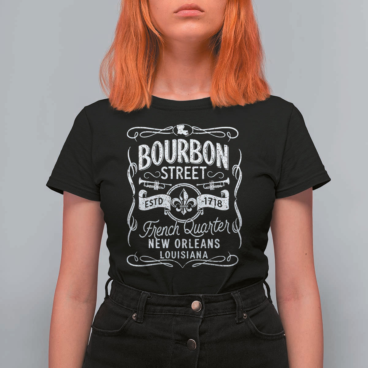 Bourbon Street French Quarter New Orleans Vintage Scrollwork T Shirt For Women