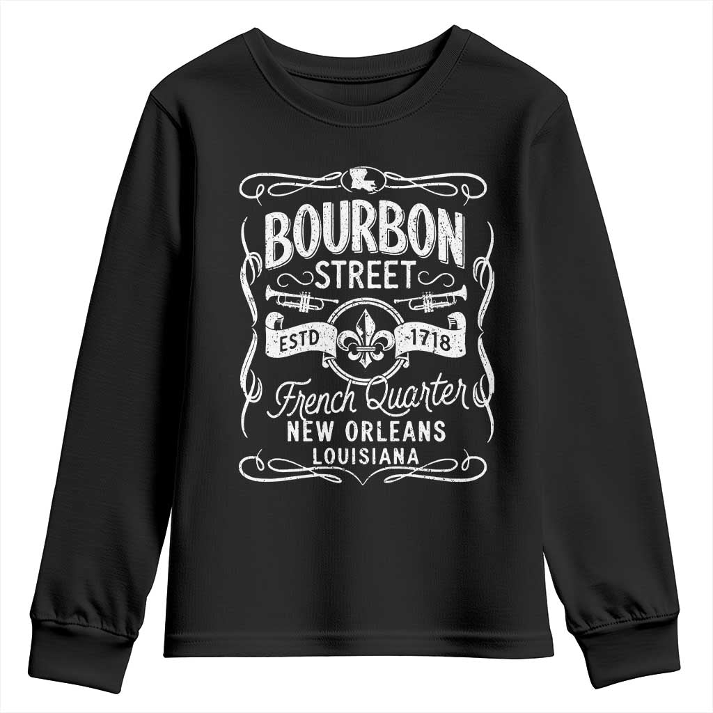 Bourbon Street French Quarter New Orleans Vintage Scrollwork Youth Sweatshirt