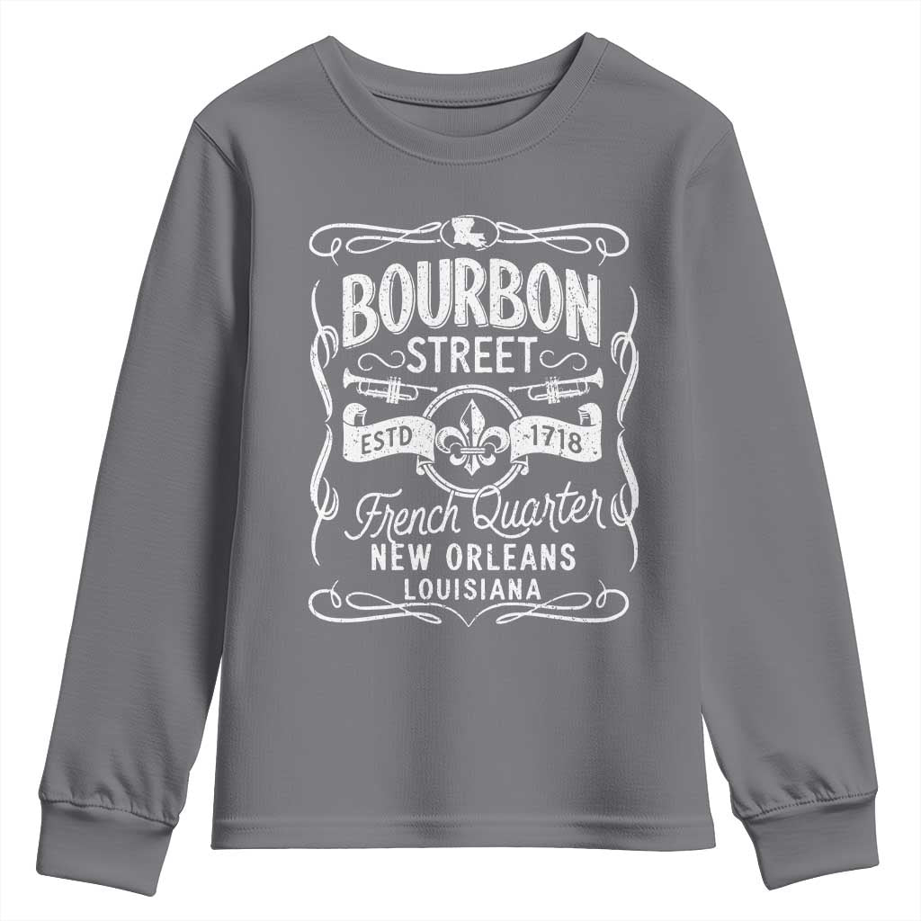 Bourbon Street French Quarter New Orleans Vintage Scrollwork Youth Sweatshirt