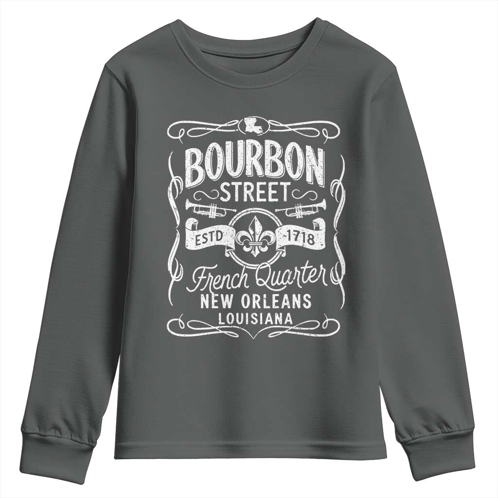 Bourbon Street French Quarter New Orleans Vintage Scrollwork Youth Sweatshirt