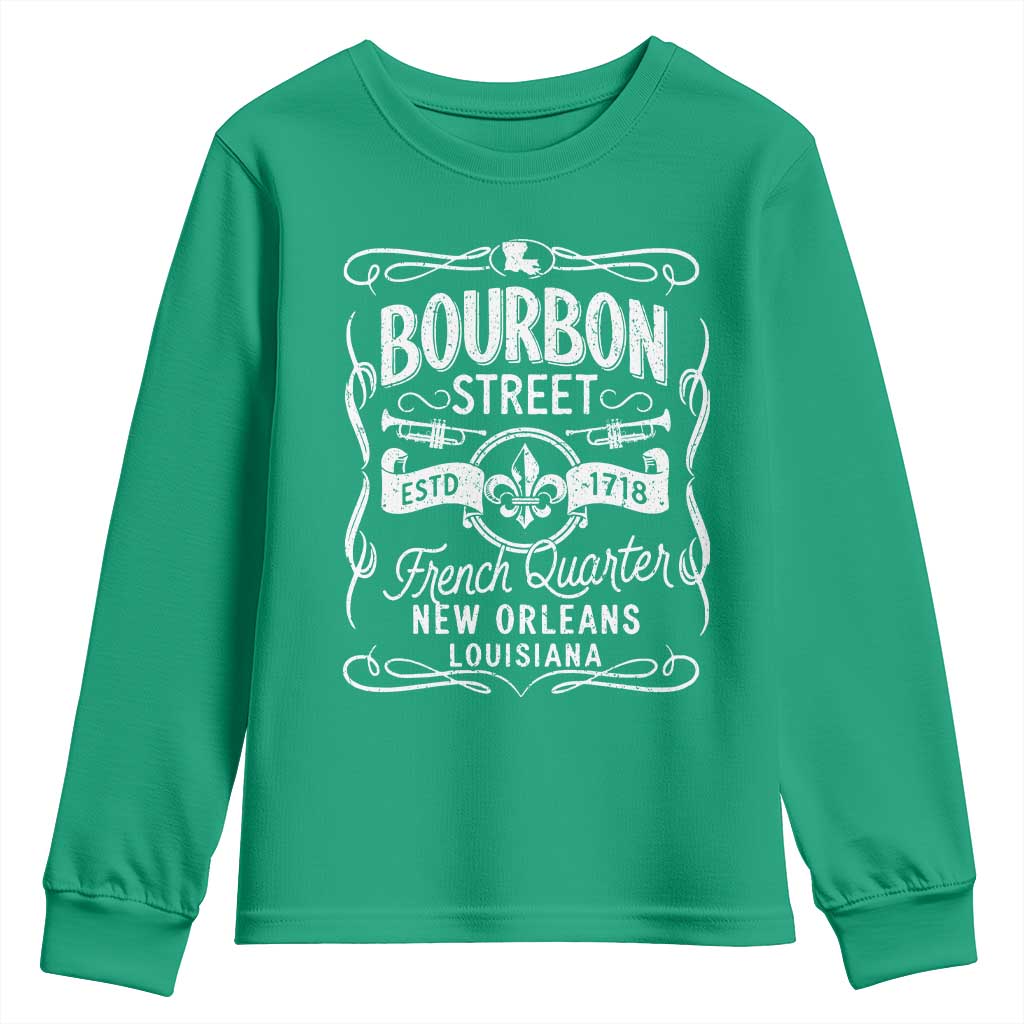 Bourbon Street French Quarter New Orleans Vintage Scrollwork Youth Sweatshirt