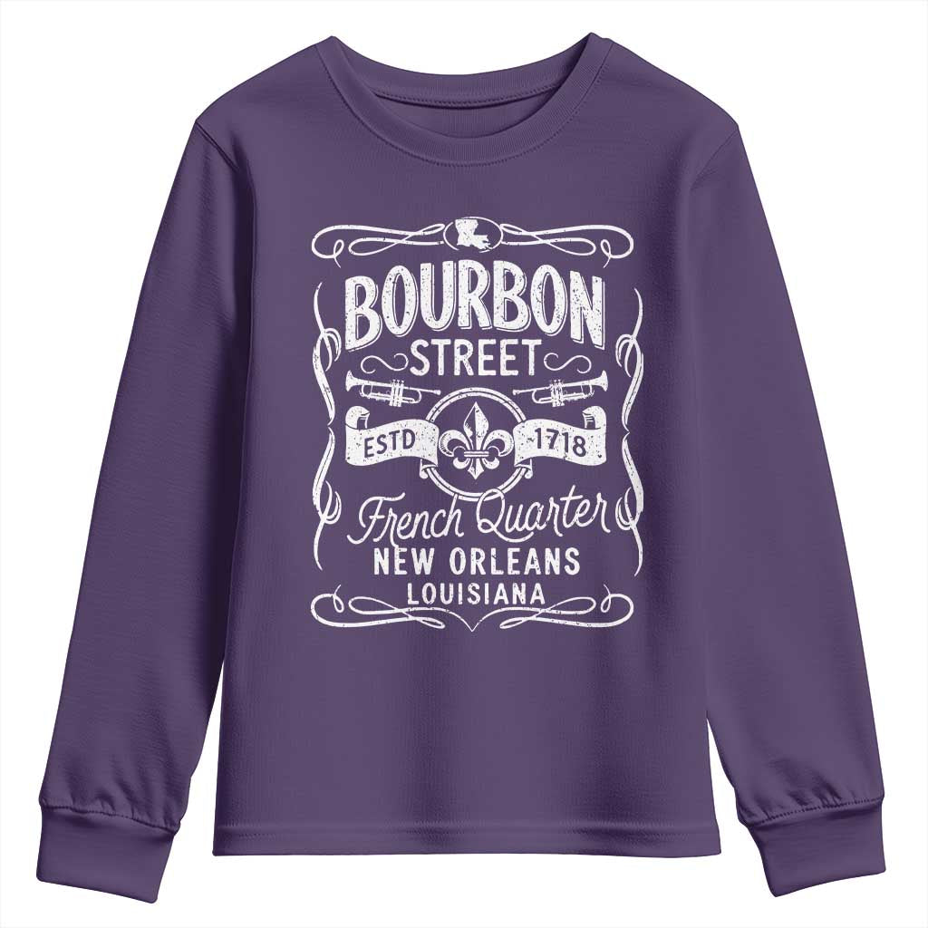 Bourbon Street French Quarter New Orleans Vintage Scrollwork Youth Sweatshirt