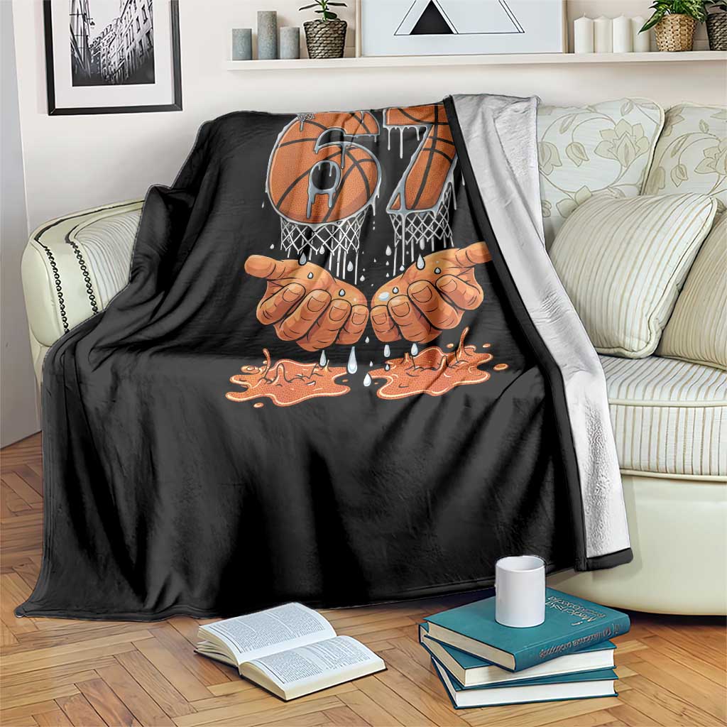 Basketball 67 Six Seven Funny Gen Alpha Meme Drip Throw Blanket
