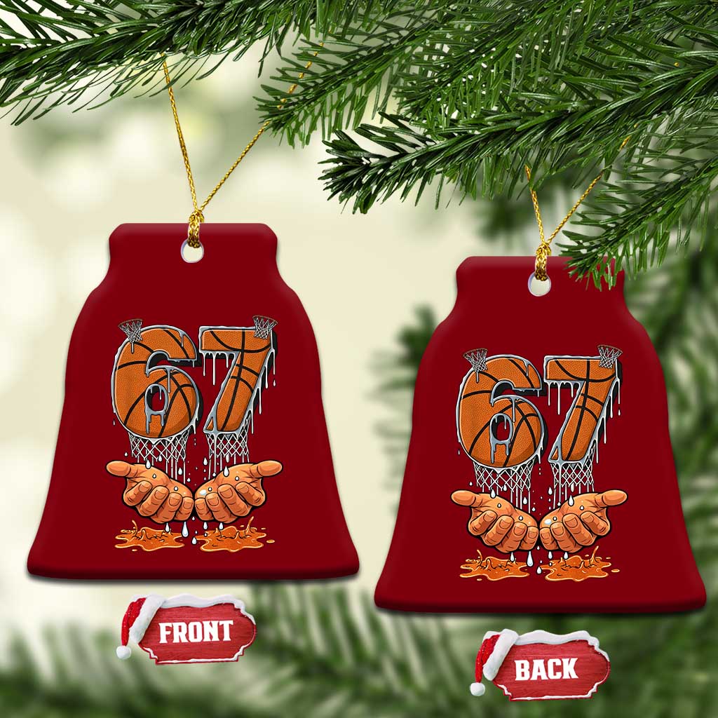 Basketball 67 Six Seven Funny Gen Alpha Meme Drip Ceramic Ornament