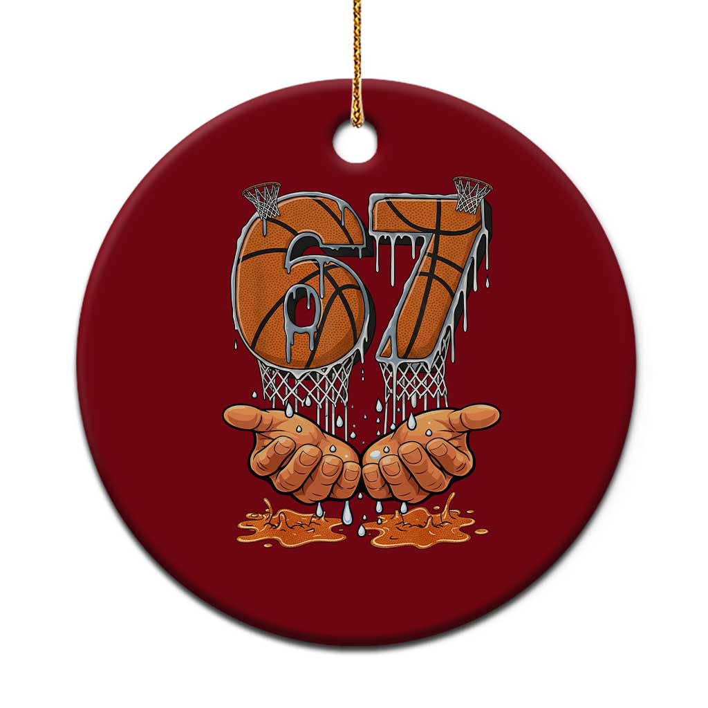 Basketball 67 Six Seven Funny Gen Alpha Meme Drip Ceramic Ornament