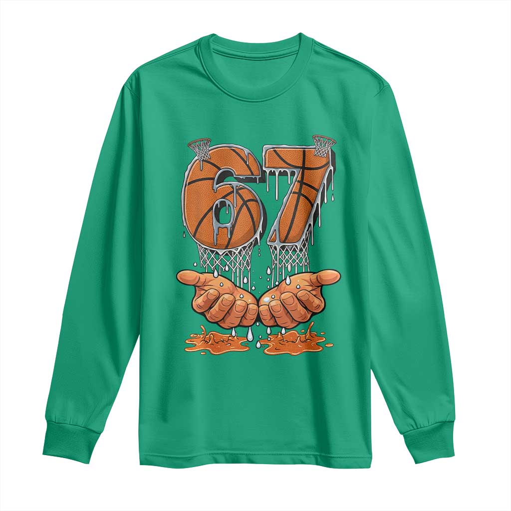 Basketball 67 Six Seven Funny Gen Alpha Meme Drip Long Sleeve Shirt