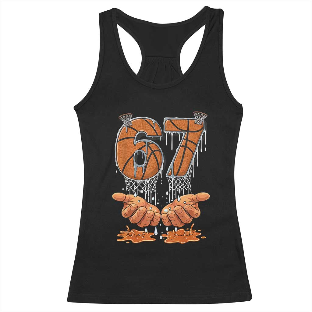 Basketball 67 Six Seven Funny Gen Alpha Meme Drip Racerback Tank Top