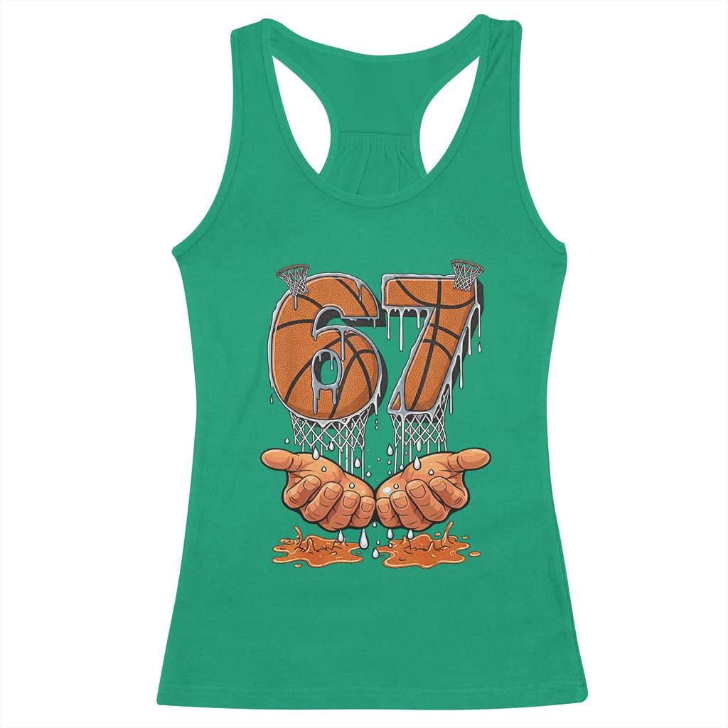 Basketball 67 Six Seven Funny Gen Alpha Meme Drip Racerback Tank Top