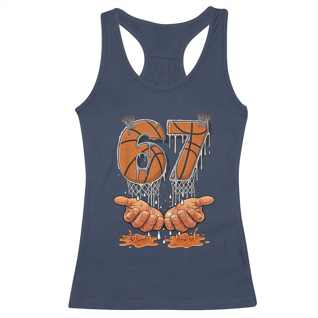 Basketball 67 Six Seven Funny Gen Alpha Meme Drip Racerback Tank Top