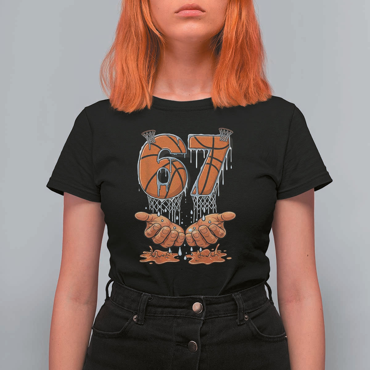 Basketball 67 Six Seven Funny Gen Alpha Meme Drip T Shirt For Women