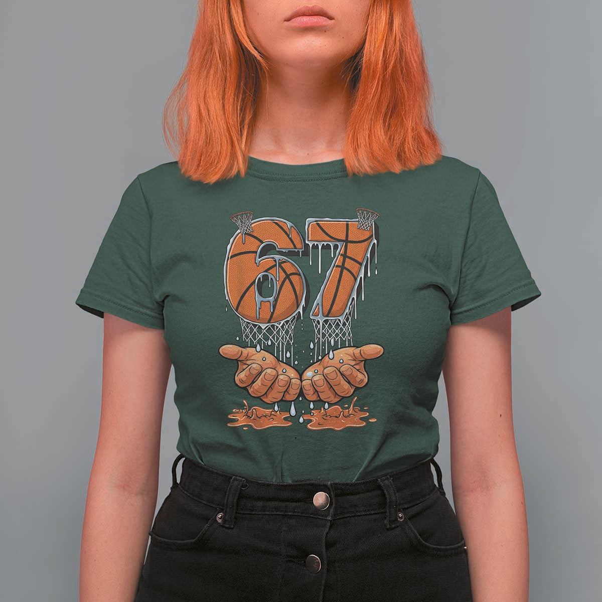 Basketball 67 Six Seven Funny Gen Alpha Meme Drip T Shirt For Women