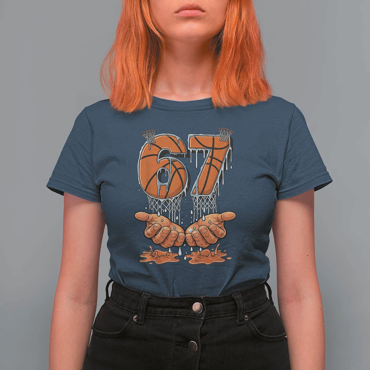 Basketball 67 Six Seven Funny Gen Alpha Meme Drip T Shirt For Women