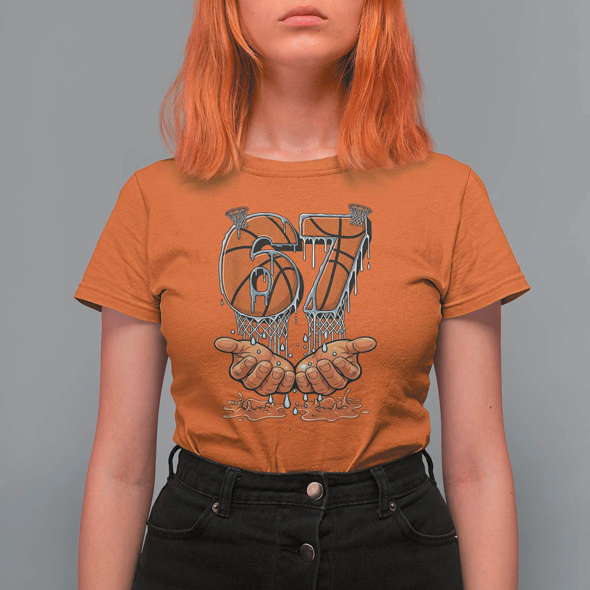 Basketball 67 Six Seven Funny Gen Alpha Meme Drip T Shirt For Women