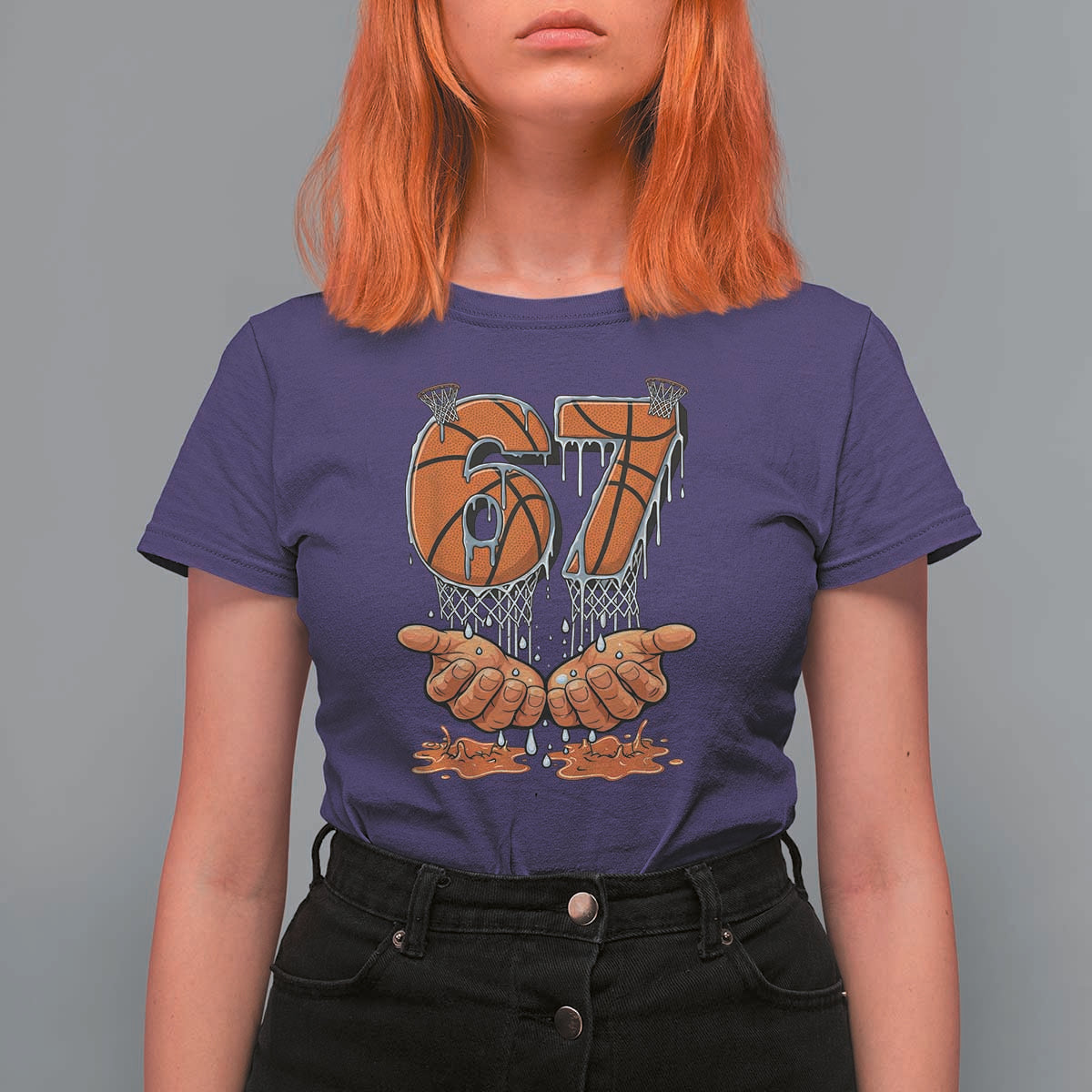 Basketball 67 Six Seven Funny Gen Alpha Meme Drip T Shirt For Women