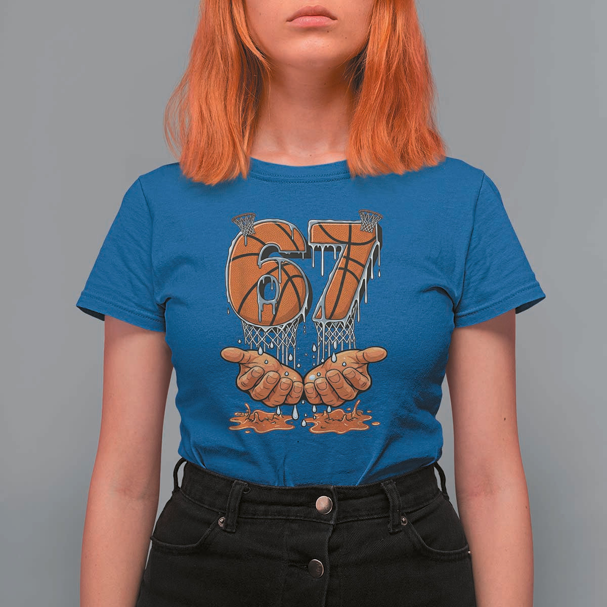 Basketball 67 Six Seven Funny Gen Alpha Meme Drip T Shirt For Women