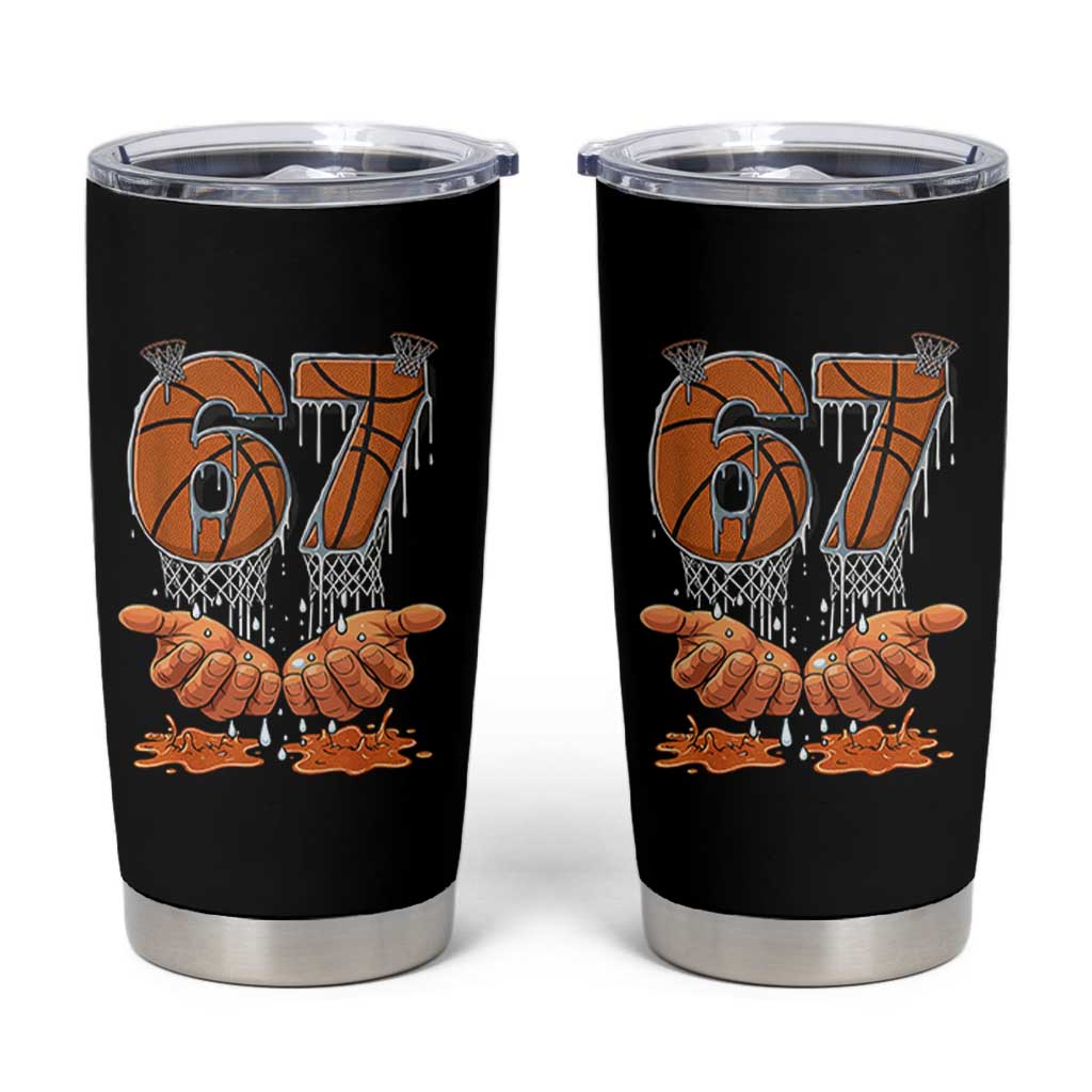 Basketball 67 Six Seven Funny Gen Alpha Meme Drip Tumbler Cup