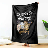 I Would Rather Be Thrifting Throw Blanket Funny Shopping Quote Vintage Hunter