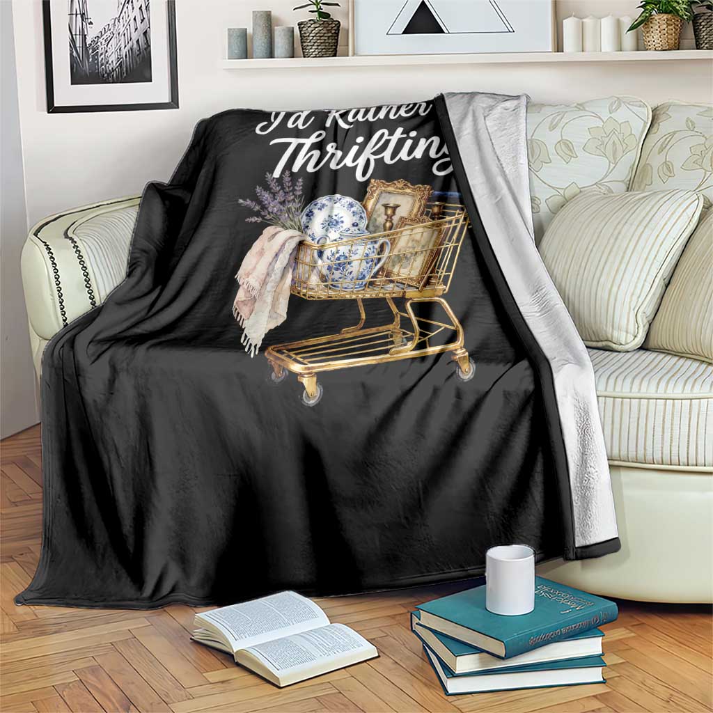 I Would Rather Be Thrifting Throw Blanket Funny Shopping Quote Vintage Hunter