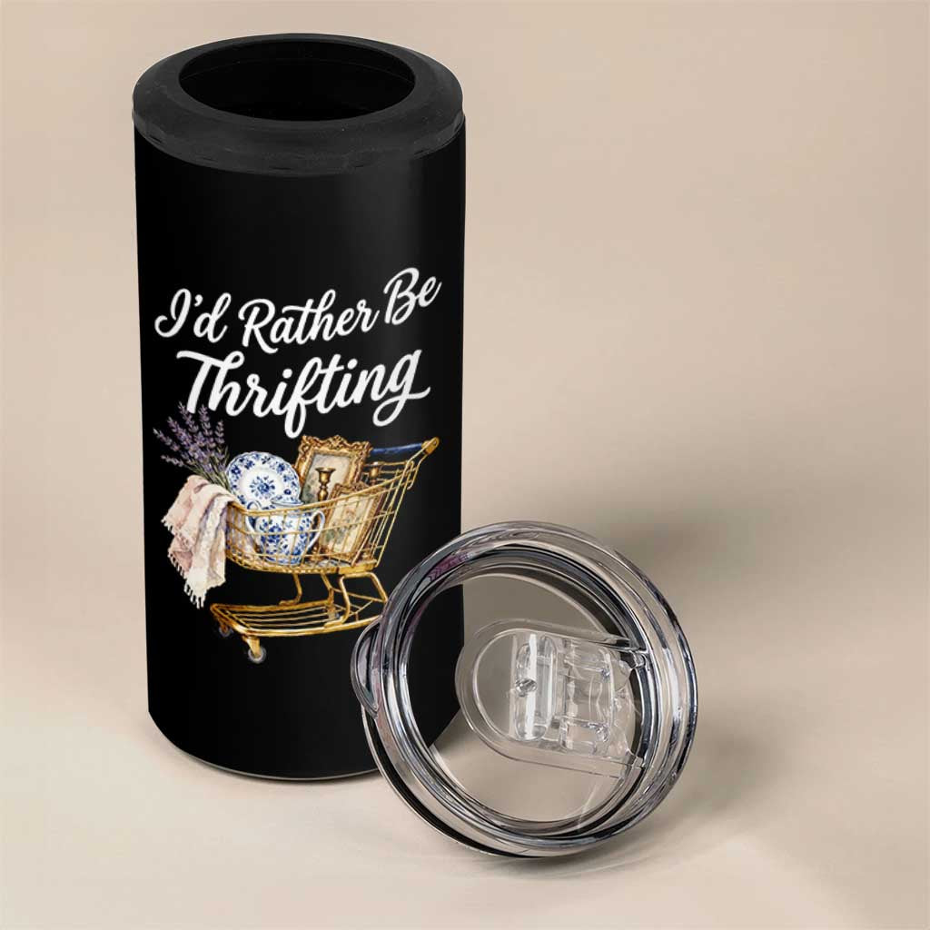 I Would Rather Be Thrifting 4 in 1 Can Cooler Tumbler Funny Shopping Quote Vintage Hunter