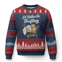 I Would Rather Be Thrifting Ugly Christmas Sweater Funny Shopping Quote Vintage Hunter