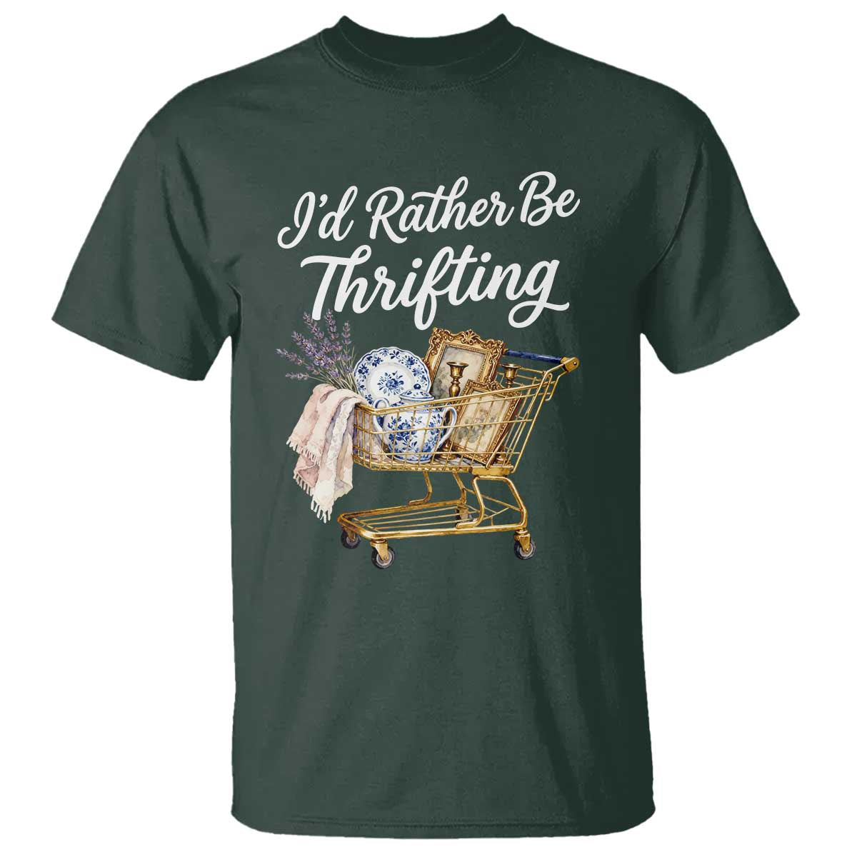 I Would Rather Be Thrifting T Shirt Funny Shopping Quote Vintage Hunter