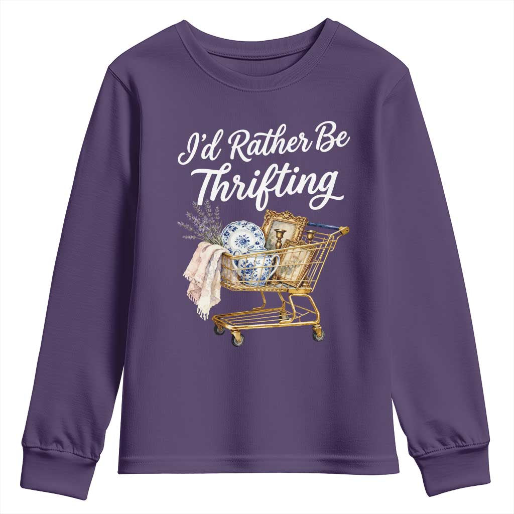 I Would Rather Be Thrifting Youth Sweatshirt Funny Shopping Quote Vintage Hunter