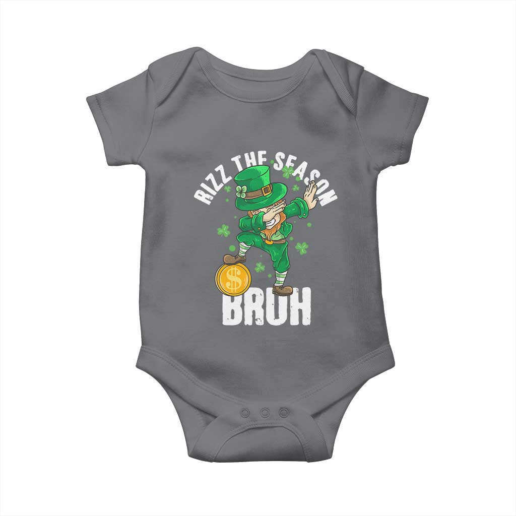 Funny St Patrick's Day Rizz The Season Bruh Baby Onesie Leprechaun Shamrock