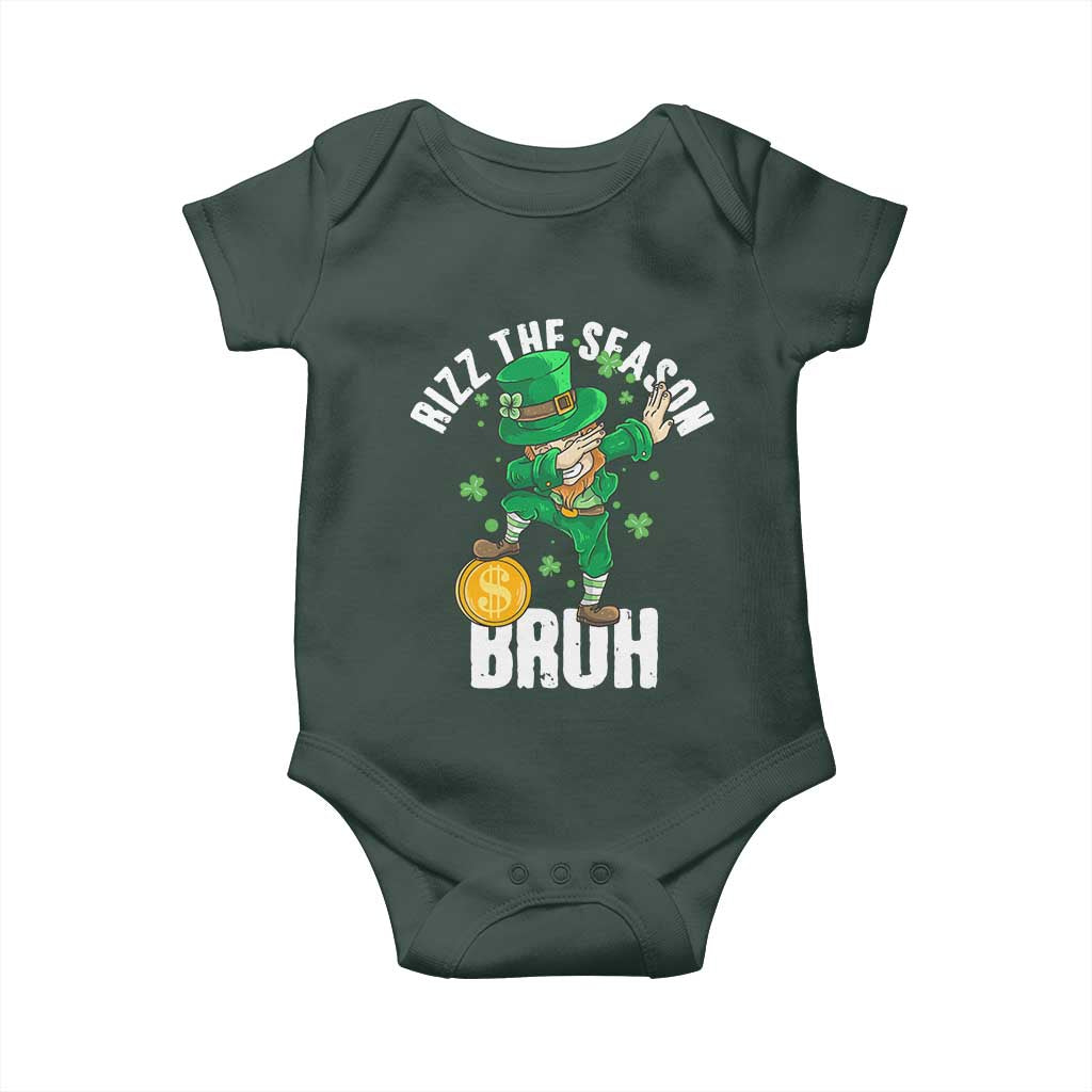 Funny St Patrick's Day Rizz The Season Bruh Baby Onesie Leprechaun Shamrock