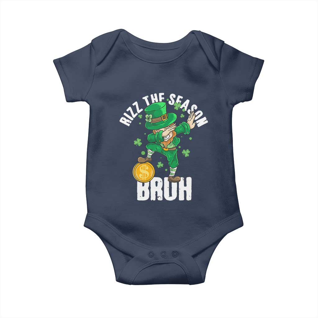Funny St Patrick's Day Rizz The Season Bruh Baby Onesie Leprechaun Shamrock