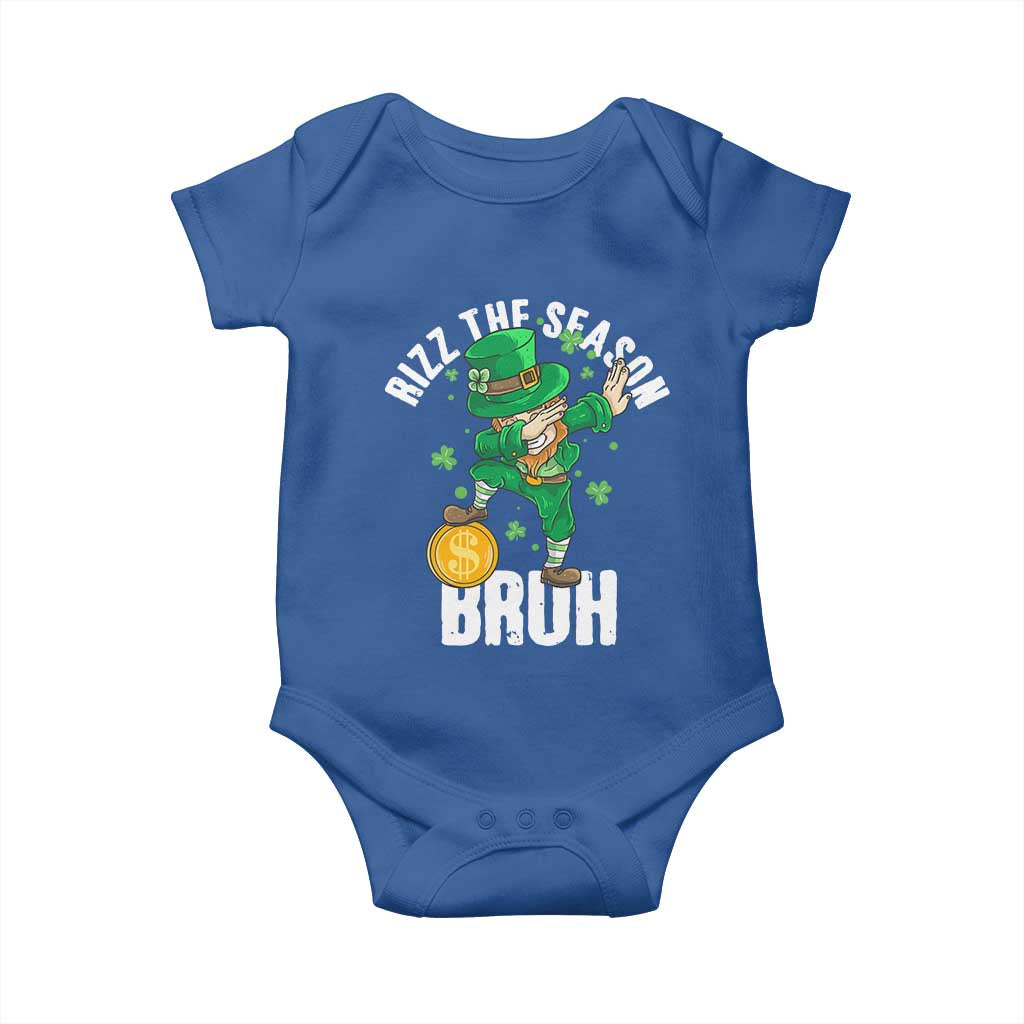 Funny St Patrick's Day Rizz The Season Bruh Baby Onesie Leprechaun Shamrock