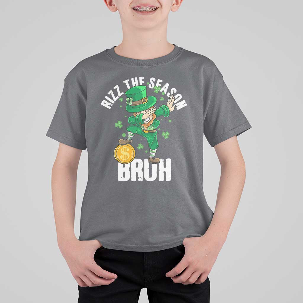 Funny St Patrick's Day Rizz The Season Bruh T Shirt For Kid Leprechaun Shamrock