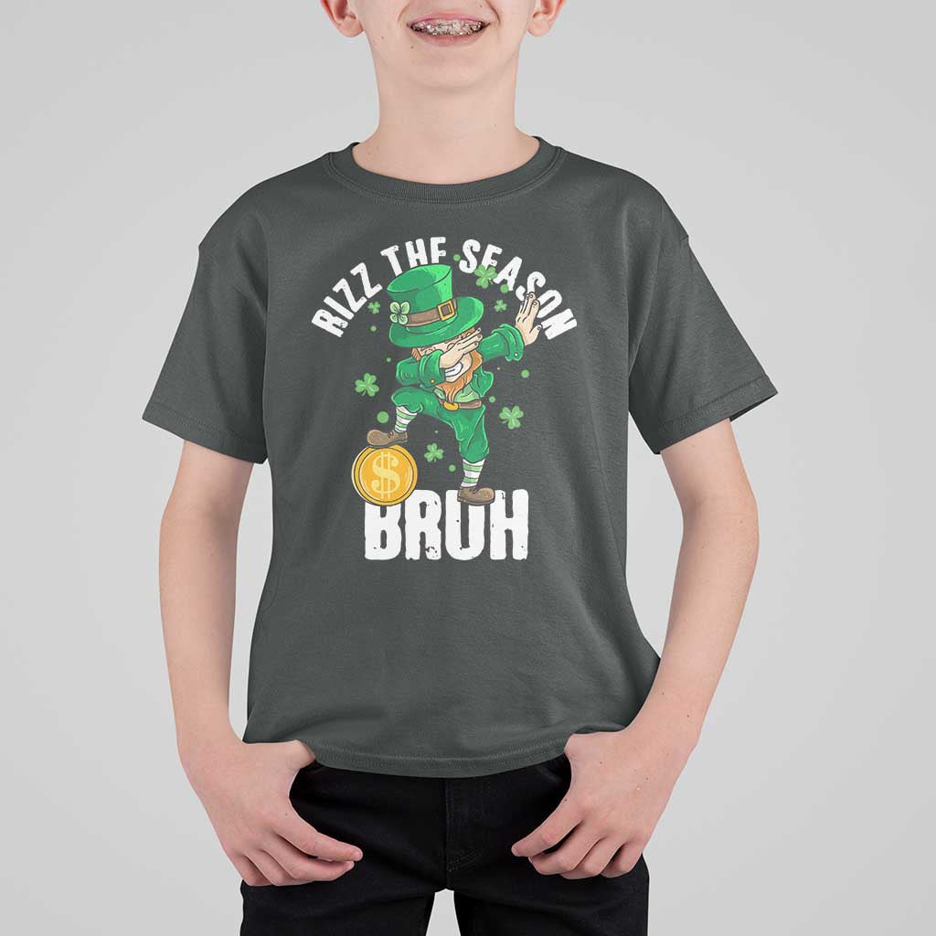 Funny St Patrick's Day Rizz The Season Bruh T Shirt For Kid Leprechaun Shamrock