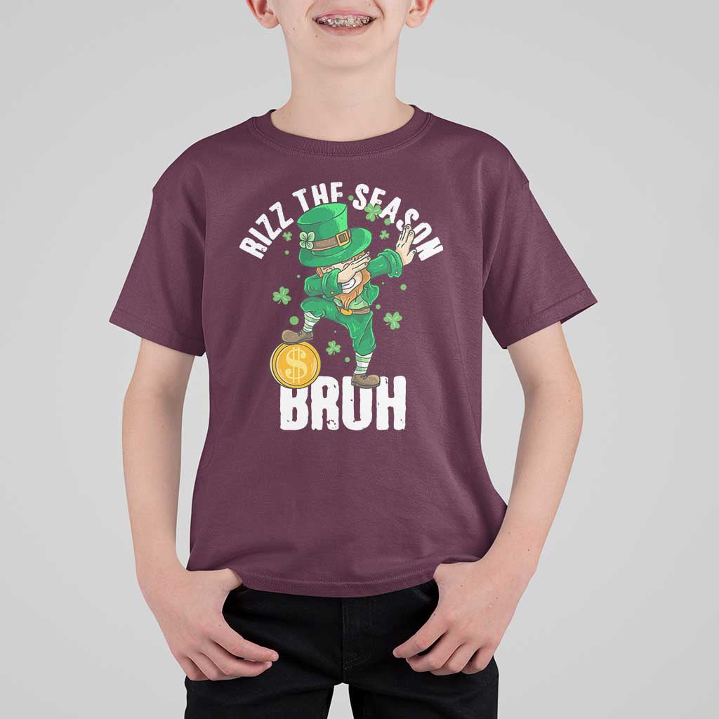 Funny St Patrick's Day Rizz The Season Bruh T Shirt For Kid Leprechaun Shamrock