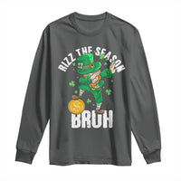 Funny St Patrick's Day Rizz The Season Bruh Long Sleeve Shirt Leprechaun Shamrock
