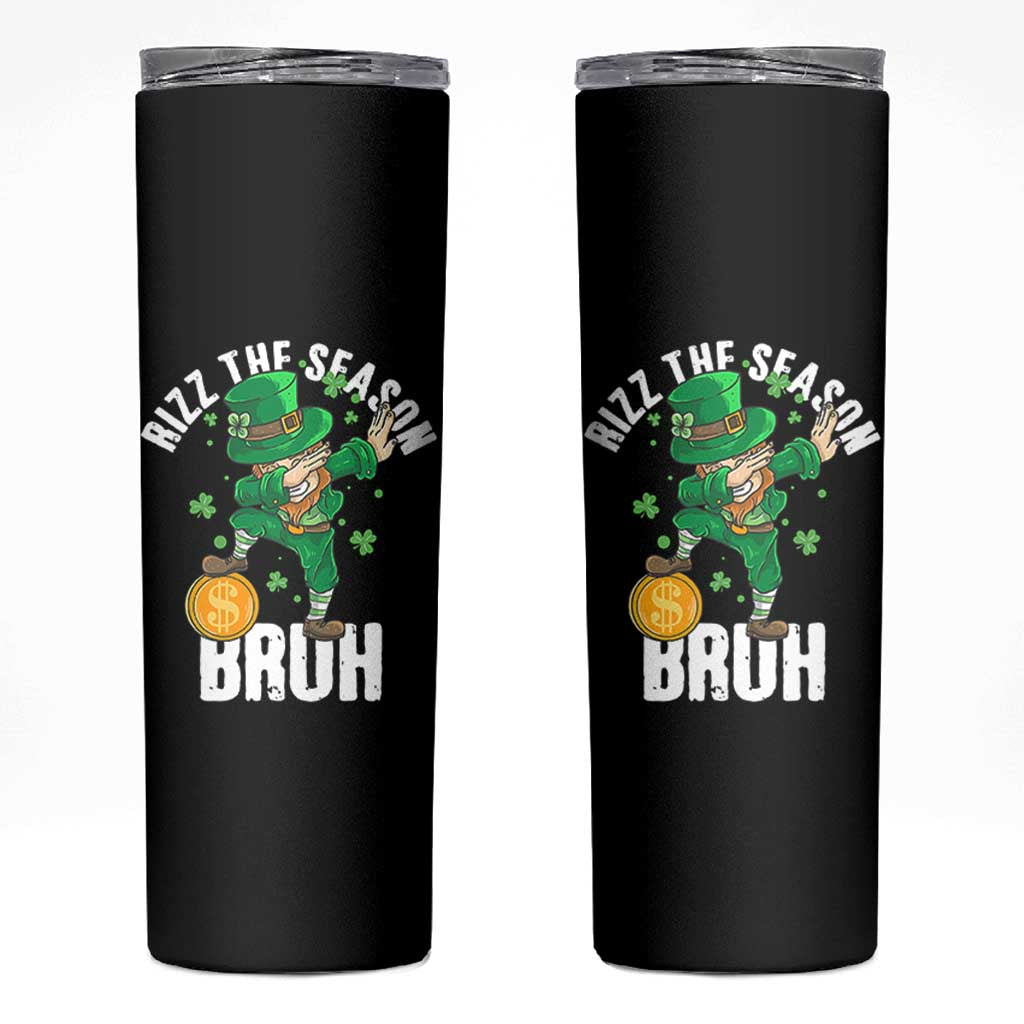 Funny St Patrick's Day Rizz The Season Bruh Skinny Tumbler Leprechaun Shamrock
