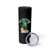 Funny St Patrick's Day Rizz The Season Bruh Skinny Tumbler Leprechaun Shamrock