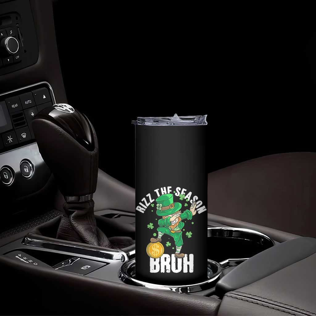 Funny St Patrick's Day Rizz The Season Bruh Skinny Tumbler Leprechaun Shamrock
