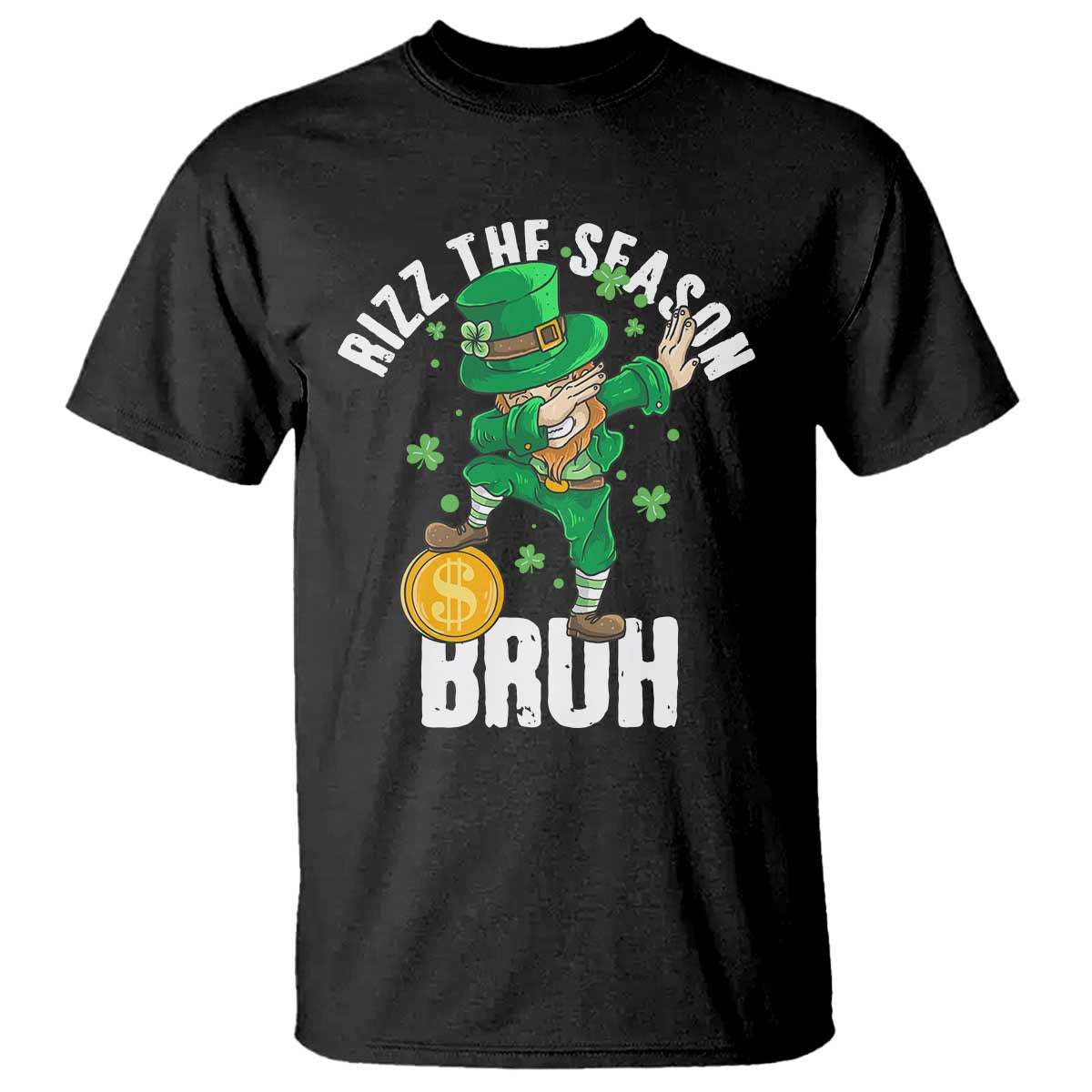 Funny St Patrick's Day Rizz The Season Bruh T Shirt Leprechaun Shamrock