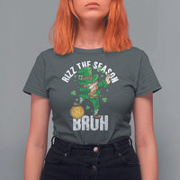 Funny St Patrick's Day Rizz The Season Bruh T Shirt For Women Leprechaun Shamrock