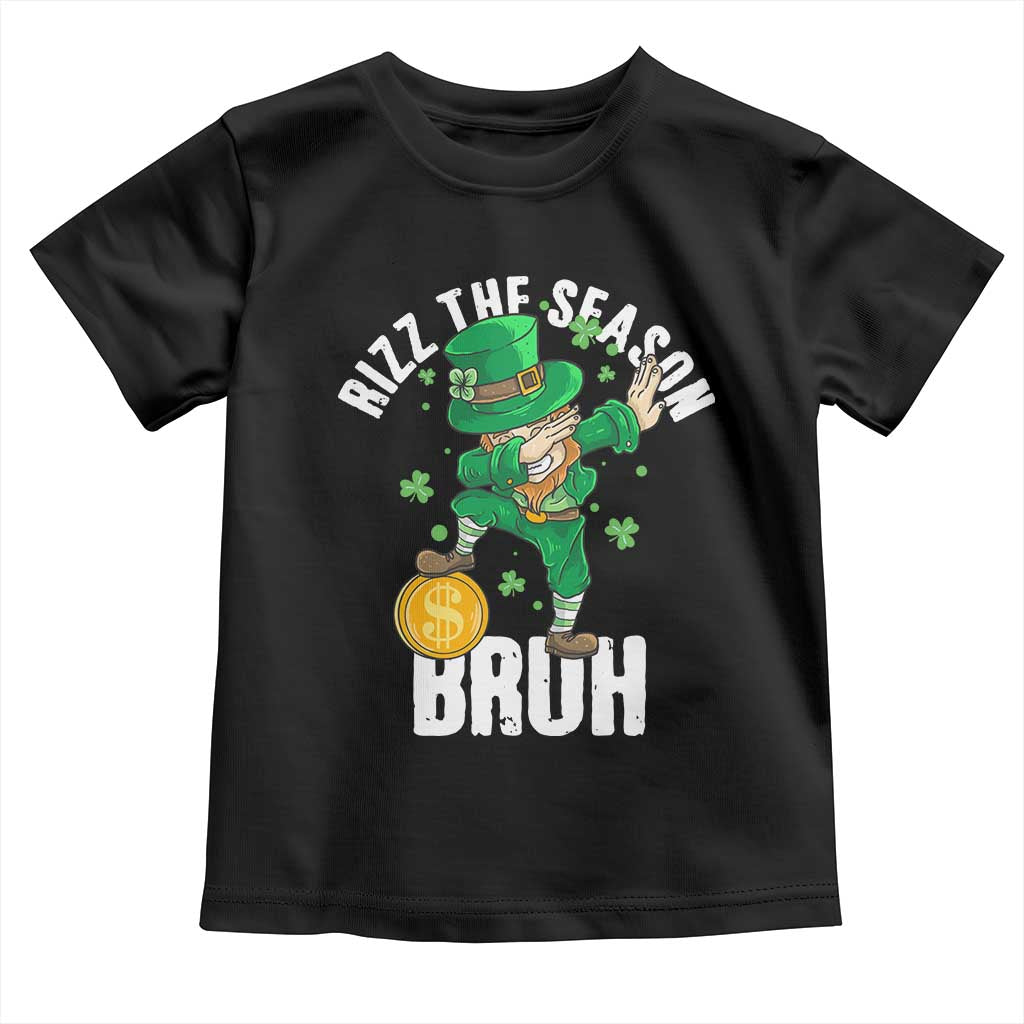 Funny St Patrick's Day Rizz The Season Bruh Toddler T Shirt Leprechaun Shamrock