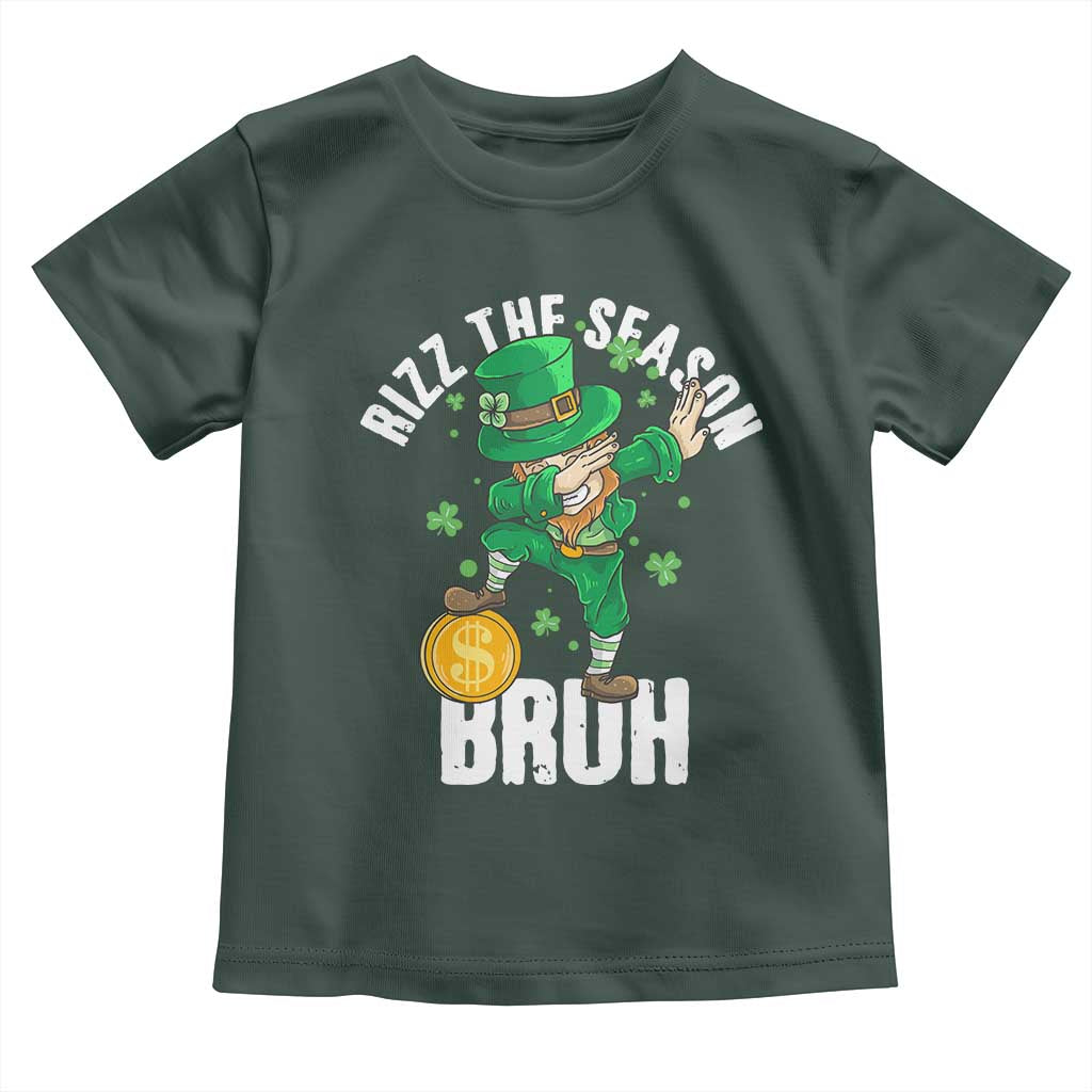 Funny St Patrick's Day Rizz The Season Bruh Toddler T Shirt Leprechaun Shamrock