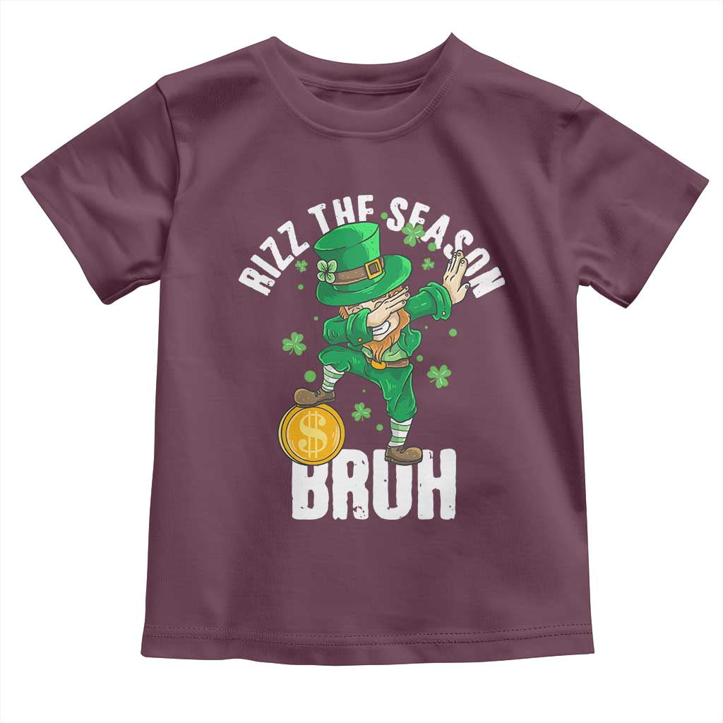 Funny St Patrick's Day Rizz The Season Bruh Toddler T Shirt Leprechaun Shamrock