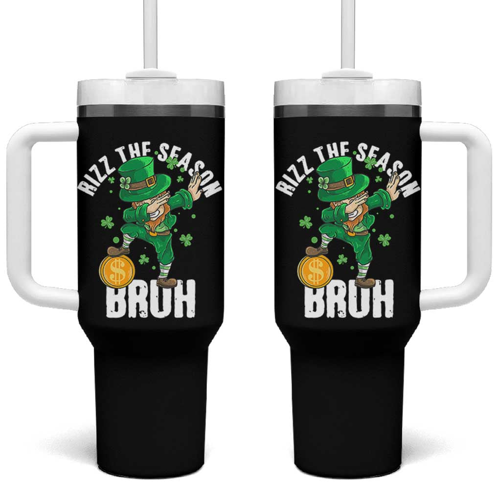 Funny St Patrick's Day Rizz The Season Bruh Tumbler With Handle Leprechaun Shamrock