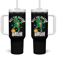 Funny St Patrick's Day Rizz The Season Bruh Tumbler With Handle Leprechaun Shamrock