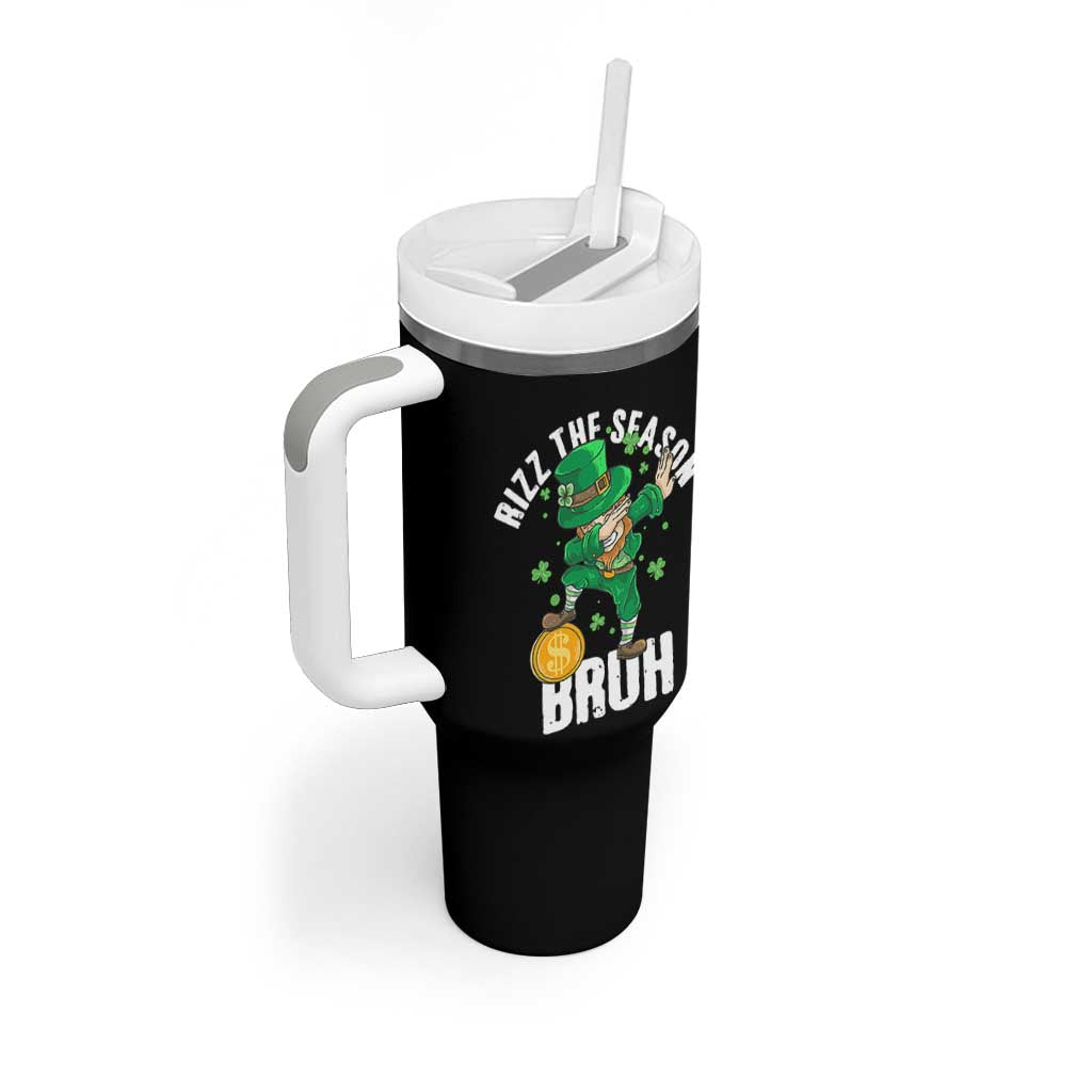 Funny St Patrick's Day Rizz The Season Bruh Tumbler With Handle Leprechaun Shamrock