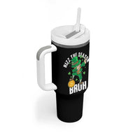 Funny St Patrick's Day Rizz The Season Bruh Tumbler With Handle Leprechaun Shamrock